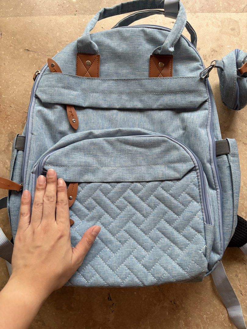 Diaper Bag Backpack Set: Heather Blue (Category: Backpacks) located in Quezon City. Submitted by tidyup.lara (Listing ID 1468932166, Image 2). Description: Sold as is Condition 9/10: good as new.