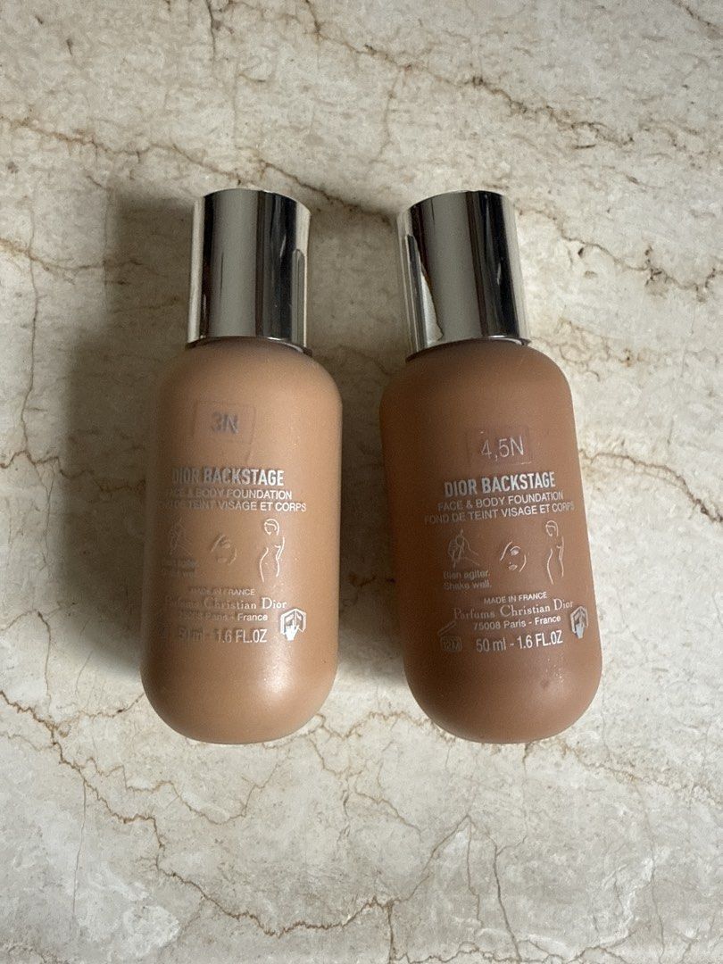 Dior Backstage Face & Body Foundation (Category: Makeup) located in Pasig City. Submitted by bitofahoarder (Listing ID 1468955467, Image 3). Description: - Brand: Dior Backstage Face and Body Foundation - Quantity: 2 bottles sold separately - Shades: 3N 4.5N - Volume: 50ml / 1.6 fl. oz. per bottle - Origin: Made in France - Packaging: Standard squeeze bottle with silver caps, no box. Brand new without box. I only deliver via LBC, MM ₱185, Provinc