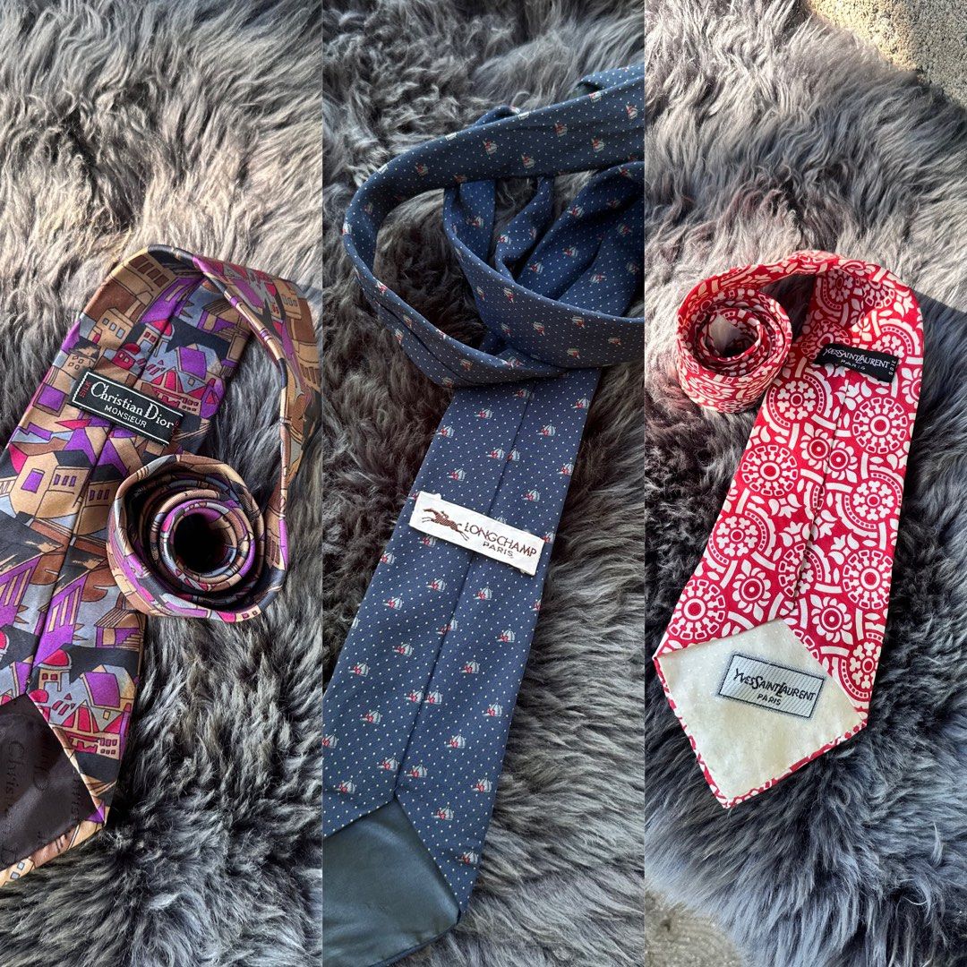 DIOR x YSL x LONGCHAMP Tie Bundle (Category: Ties) located in Cagayan de Oro. Submitted by kjcartier26 (Listing ID 1469014853, Image 1). Description: Authentic, Flawless, Good as brandnew. .