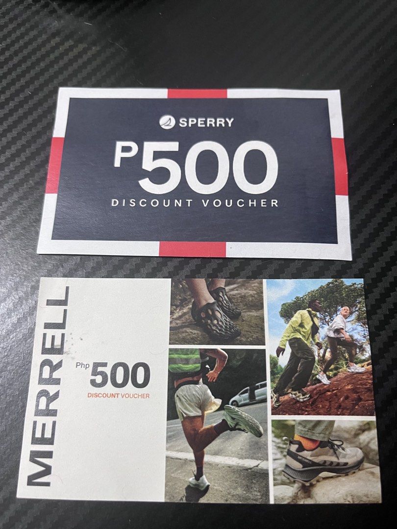Discount Vouchers! (Category: Vouchers) located in Bamban. Submitted by happytiger.cc8435 (Listing ID 1468952591, Image 1). Description: Anyone interested with discount vouchers for Merrell and Sperry? Take the two for 150pesos only. Still valid until Dec 30, 2026.