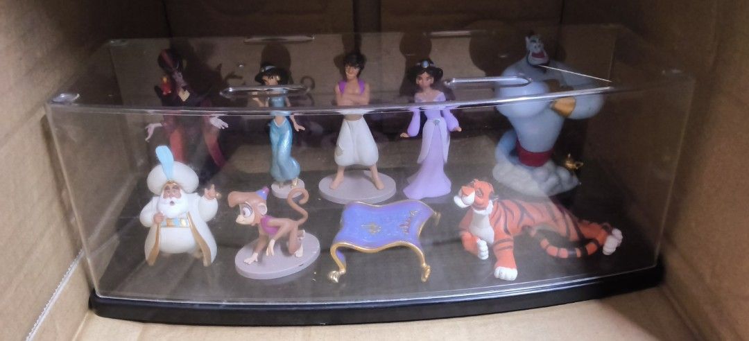 Disney Aladdin character figurine set with display case (Category: Figurines & Statues) located in Manila. Submitted by the_thrift_shop_onlineph (Listing ID 1468955573, Image 2). Description: No long reservation, priority ASAP buyer Products in hand ready to ship Feel free to chat, message or text for additional pictures and inquiry for the availability of the items before placing an order. What you see what you get (see pictures) Details: - Comp