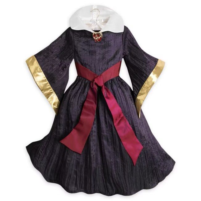 Disney Store Evil Queen Costume Size 4T (Category: Babies & Kids Fashion) located in Lapu Lapu. Submitted by rjcasug (Listing ID 1468948568, Image 2). Description: - Authentic Disney Store Evil Queen costume - Size: 4 (fits up to 104cm) - Design: Dark purple crinkle fabric with gold cuffs and striking white standing collar - Includes: Matching red sash belt - Perfect for: Halloween, dress-up, and themed parties Selling low Missing brooch and belt