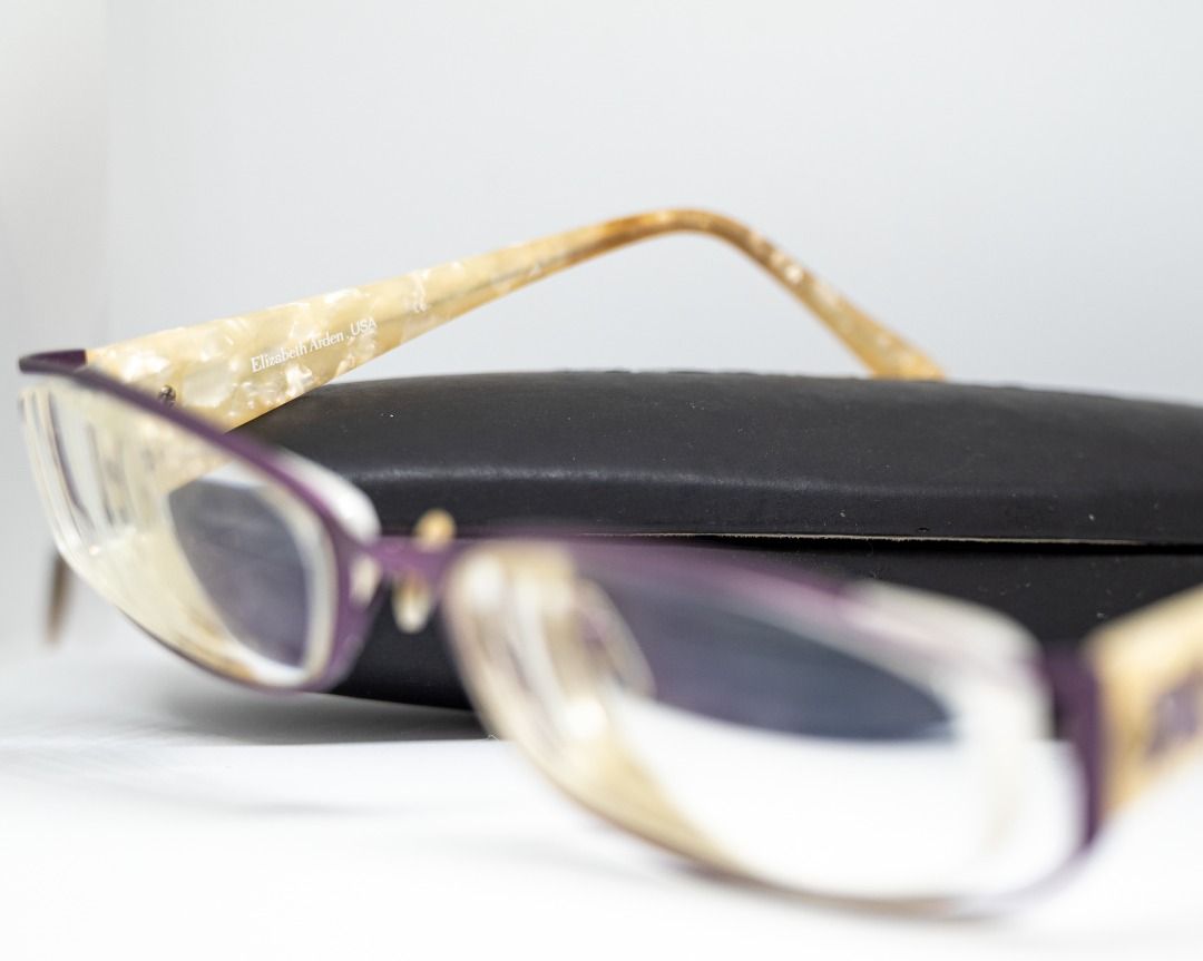 Elizabeth Arden Eyeglass Frames (Category: Sunglasses & Eyewear) located in Las Pinas. Submitted by gabriel8732 (Listing ID 1469017070, Image 2). Description: Brand: Elizabeth Arden Condition: Pre-owned Price: ₱2500 Color: Purple Please manage expectations when buying pre-owned items. May have normal signs of use; see photos for actual condition. Lenses are graded/prescription. Replacement of lenses is recommended upon purchase. Payment is via Gc