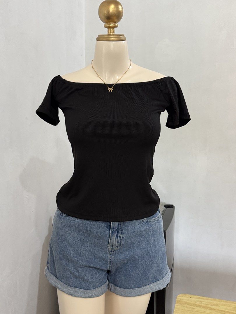 ETC SHEIN BLACK OFF SHOULDER KNITTED SMALL TO MEDIUM (Category: Others Tops) located in Dasmarinas. Submitted by ennahsthriftcollection (Listing ID 1469049403, Image 2). Description: ETC SHEIN BLACK OFF SHOULDER KNITTED SMALL TO MEDIUM.