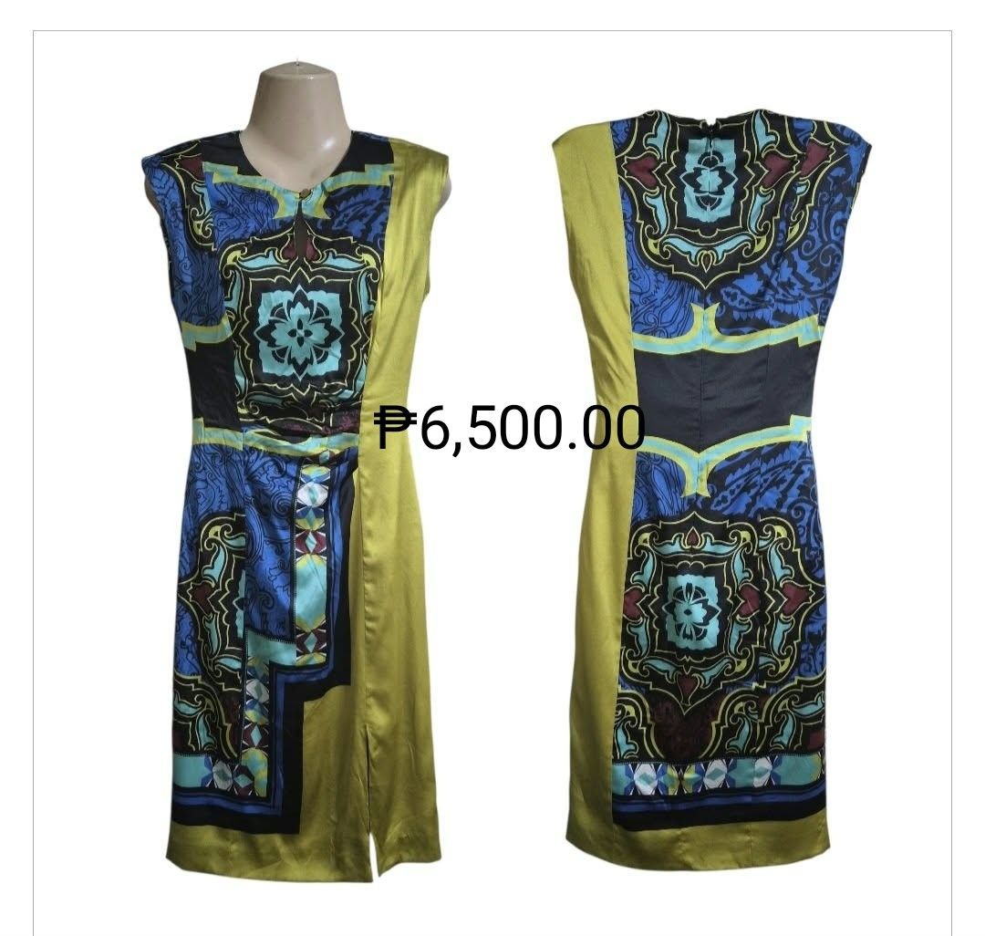 ETRO Assorted Dresses ON SALE (Category: Longsleeves) located in Paranaque City. Submitted by calm_youngstore7 (Listing ID 1468991807, Image 3). Description: - Brand: Etro - Design: Assorted *Multi-colored vertical stripes (light blue base with pink, green, and orange) * silk sleeveless v neck * silk short sleeve mini dress * silk bell sleeves * jersey dress with boat neckline and semi bell sleeves - Details: Classic collar, front button closure,