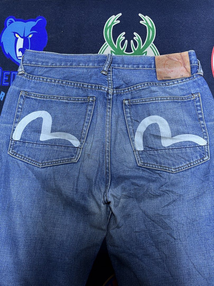Evisu Pants (Category: Jeans) located in Santa Barbara. Submitted by keldude (Listing ID 1469092182, Image 2). Description: Waist 35 Length 40 Thigh 13 Hem 8.5.