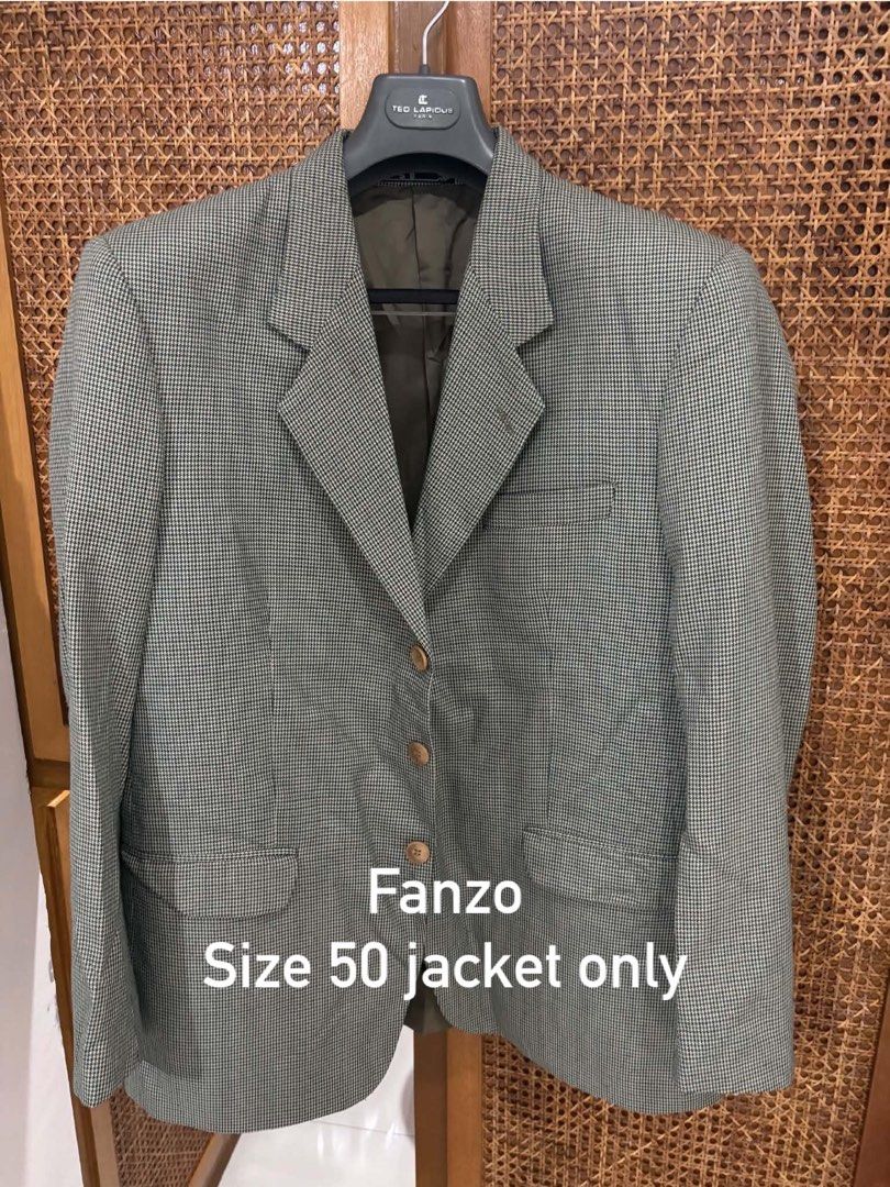 Fanzo Suit Coat with Pants (Category: Coats, Jackets and Outerwear) located in Bacoor. Submitted by pmartnz_ (Listing ID 1469111895, Image 1). Description: - Pre-loved. Bought from UAE - Can be used for office or formal events - Size 50 Euro.