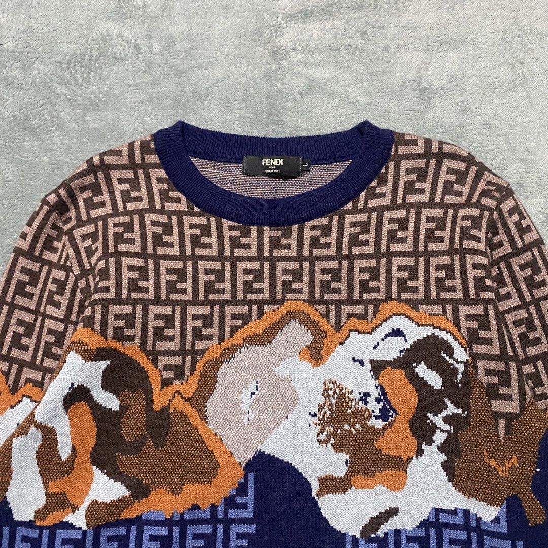 Fendi Monogram Knitted Sweater (Category: Longsleeves) located in Cavite. Submitted by kali_galleria (Listing ID 1468935218, Image 3). Description: Available 🏷️ Fendi Monogram Knitted Sweater • Like-New Condition: 9.9 • Color rate: 9.9 • Width: 18-19 • Length: 25 • Best Fit: S • Issue: 🏷️350 + SF “Thrift with your fingertip👆🏼”.