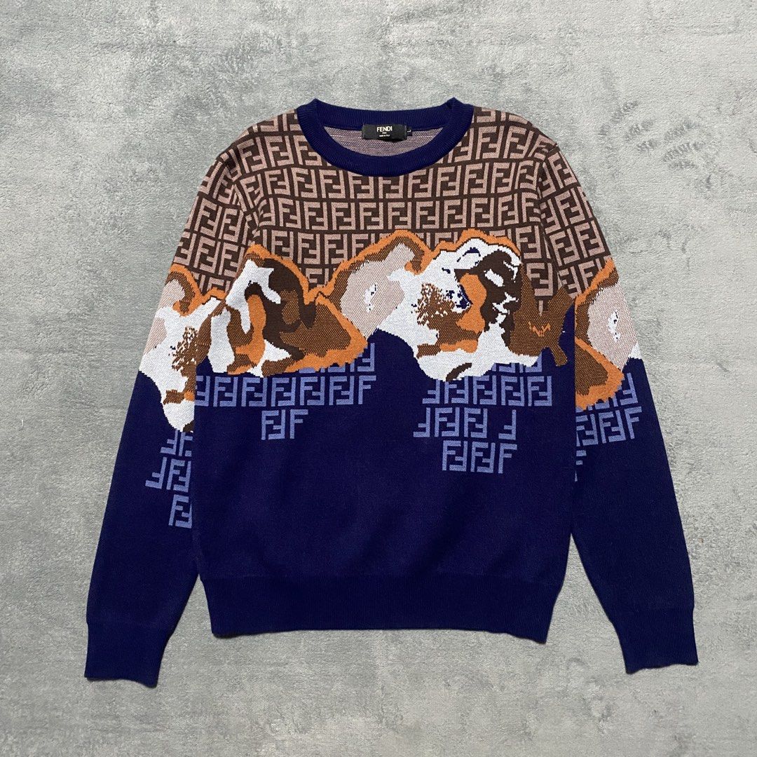 Fendi Monogram Knitted Sweater (Category: Longsleeves) located in Cavite. Submitted by kali_galleria (Listing ID 1468935218, Image 2). Description: Available 🏷️ Fendi Monogram Knitted Sweater • Like-New Condition: 9.9 • Color rate: 9.9 • Width: 18-19 • Length: 25 • Best Fit: S • Issue: 🏷️350 + SF “Thrift with your fingertip👆🏼”.