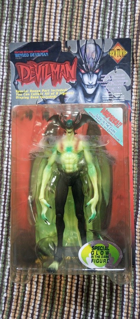 Fewture Devilman Action Figures Winged Devilman Glow in the Dark (Category: Figurines & Statues) located in Victorias. Submitted by tobylacua26871 (Listing ID 1468992235, Image 1). Description: - Authentic Fewture Winged Devilman action figure from the Dynamic Character Series - Rare Glow-in-the-Dark variant edition - Includes exclusive bonus part from the 8-figure collection and display base - Comes with original cardboard box and plastic bliste