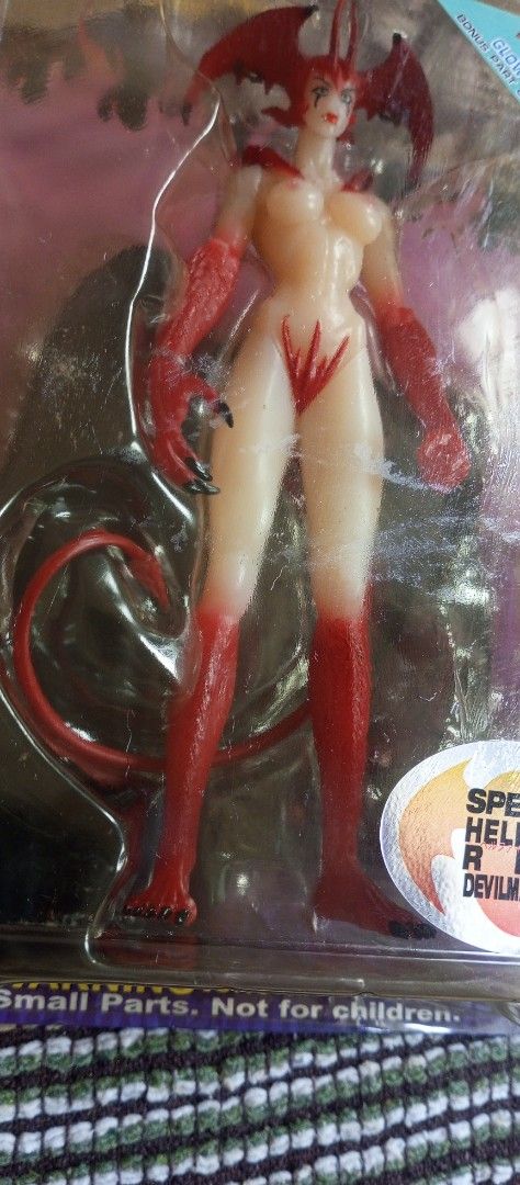 Fewture Devilman Lady Action Figure Special Hellfire Red (Category: Figurines & Statues) located in Victorias. Submitted by tobylacua26871 (Listing ID 1468987305, Image 3). Description: - Rare Fewture Devilman Lady action figure - Special Hellfire Red variant - Original comic character design by Yasushi Nirasawa - Factory sealed in original blister packaging with cardboard backing - Includes glow-in-the-dark bonus part - Comes with a display base