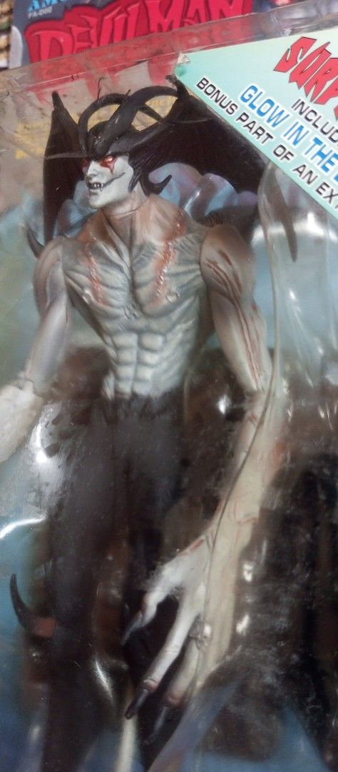 Fewture Devilman Series 02 Amon Action Figure FA-02 (Category: Figurines & Statues) located in Victorias. Submitted by tobylacua26871 (Listing ID 1468988895, Image 2). Description: - Brand: Art Storm - Fewture Devilman Series 02 Amon - Condition: Brand new, unopened blister card packaging - Features: Highly detailed sculpt with movable head, upper arms, and lower arms - Bonus: Includes a glow-in-the-dark bonus part for an extra figure - Franchise