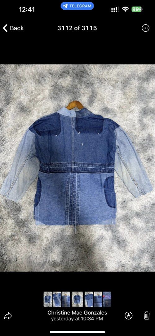 First Edition Denim Patchwork Kimono Jacket (Category: Coats, Jackets and Outerwear) located in Batangas. Submitted by buy3get1freerandom (Listing ID 1468968083, Image 3). Description: Size on tag: XS, can fit up to Large Bust : 46” via tape measure Length: 29” via tape measure Condition: 7/10 Flaw/s: Small ripped on some parts ✅ Both side pockets 📌 FIRST TO PAY BASIS 📌 Please manage your expectations, as these are preloved items. 📌 No when wo