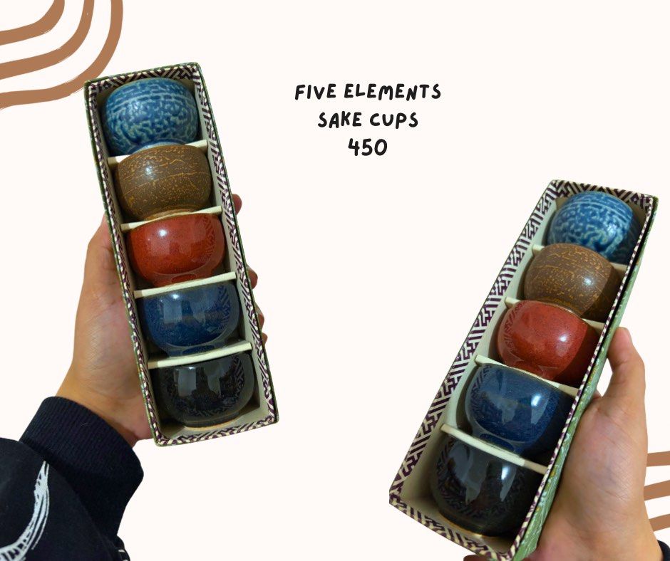 Five Elements Sake Cups with Box (Category: Dinnerware & Cutlery) located in Pasig City. Submitted by homeyvibesph (Listing ID 1469018209, Image 1). Description: .