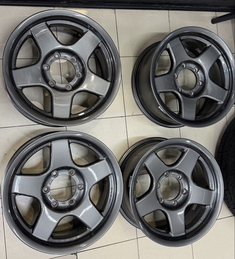 FOR SALE: 4x4 Engineering Bradley V Mag Wheels (Category: Mags and Tires) located in Quezon City. Submitted by oysterking (Listing ID 1468968239, Image 1). Description: FOR SALE: BRADLEY V Mag Wheels 6 HOLES 17x8J , GUN METALLIC COLOR, MADE IN JAPAN. LIKE NEW CONDITION NO SCRATCHES. COMPLETE WITH BOX. PRICE INCLUDES BRADLEY CENTER CAP BLACK..