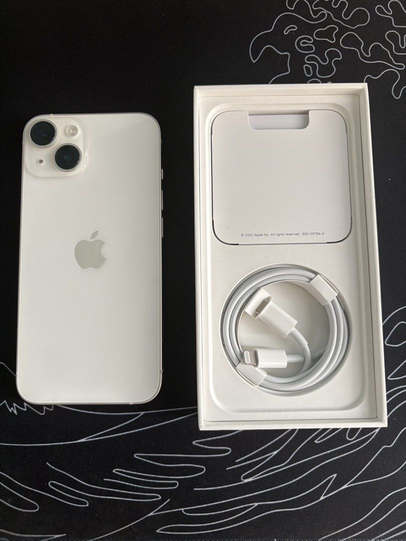 For Sale | iPhone 14 Starlight 128GB (Category: iPhone 14 Series) located in Quezon City. Submitted by riabernardo21 (Listing ID 1468935369, Image 2). Description: Battery health at 83% Test all you want Will reset the phone once paid Comes with a box and unused charging cable.