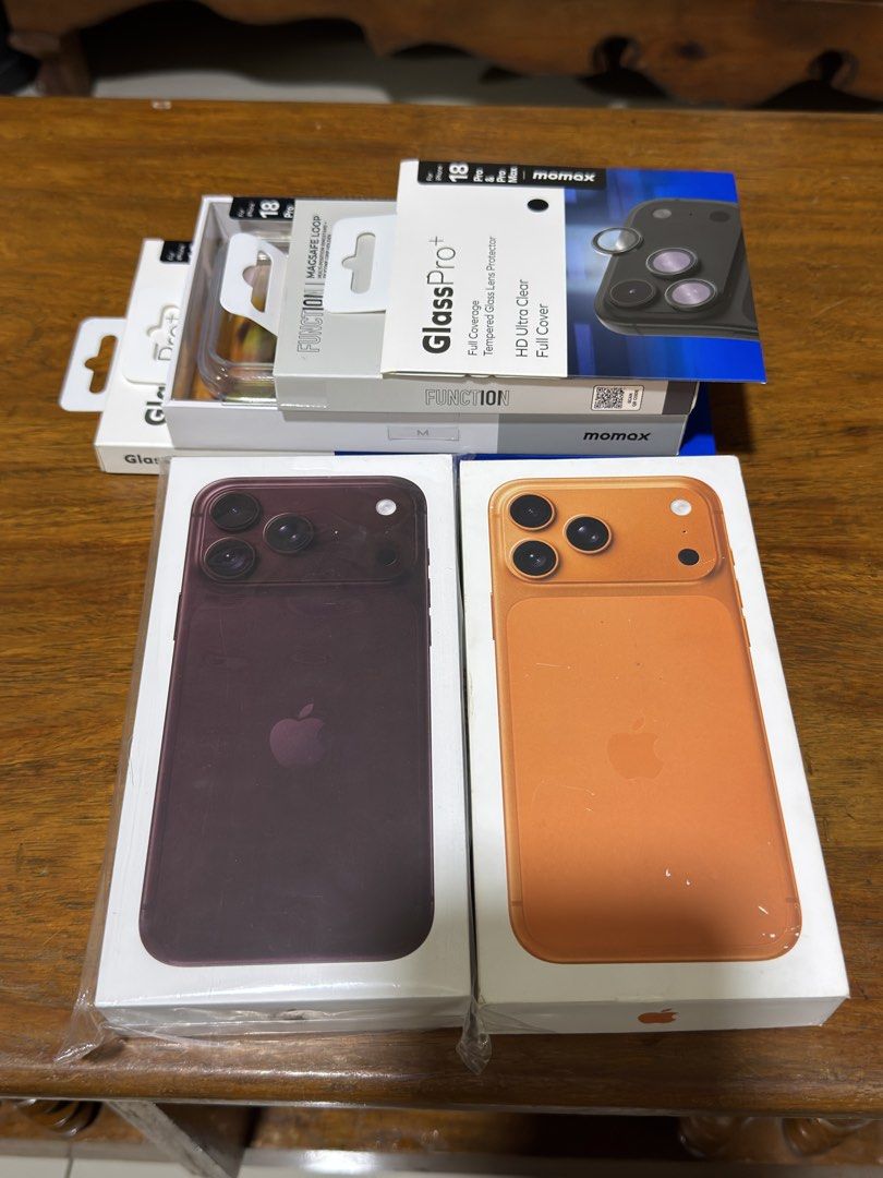 For sale as bundle 150k (Category: iPhone 18 Series) located in Quezon City. Submitted by rjseller (Listing ID 1468952209, Image 1). Description: iPhone 18 Pro Max 256GB Burgundy Brandnew sealed from Digital Walker With freebies iPhone 17 Pro Max 256GB Cosmic Orange 99% battery health 138cc (will increase as this is my main phone) ESIM variant (bought in Canada) Openline Complete set RFS: Preordered iPhone Duo Bataan or Pampanga meetups.