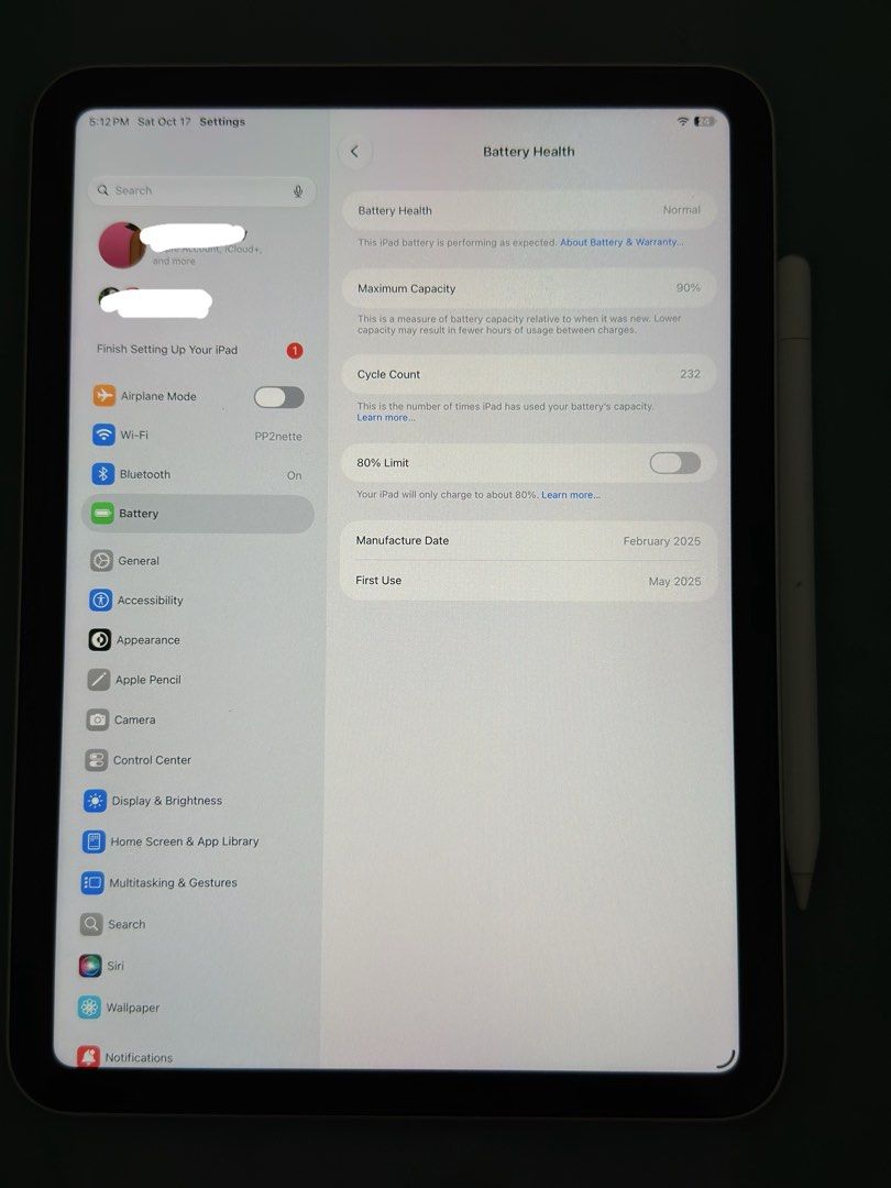 IPAD 11th Gen, A16, WITH APPLE PENCIL USB C (Category: Laptops & Notebooks) located in Cebu City. Submitted by tonettieee (Listing ID 1468976709, Image 3). Description: For Sale: Apple, Ipad 11th Gen, A16 128gb Wifi 90 percent batt health Bought last year, May 2025 Including Apple pencil USB C, bought May 2026 Used only for review No scratches With screen protector Optional: Moft Case (for additional fee) RFS: need cash.
