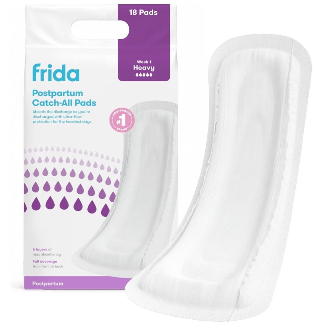 Frida Postpartum Catch-All Pads Heavy 18 Pads (Category: Maternity Care) located in San Juan City. Submitted by joankat17 (Listing ID 1468990663, Image 1). Description: - Brand new and unopened Frida postpartum catch-all pads - Contains 18 pads, perfect for Week 1 heavy flow and blood clots - Also great for postpartum bladder leaks - 4 layers of max absorbency with full front-to-back coverage - Dermatologist tested, safe for sensitive skin - 100%