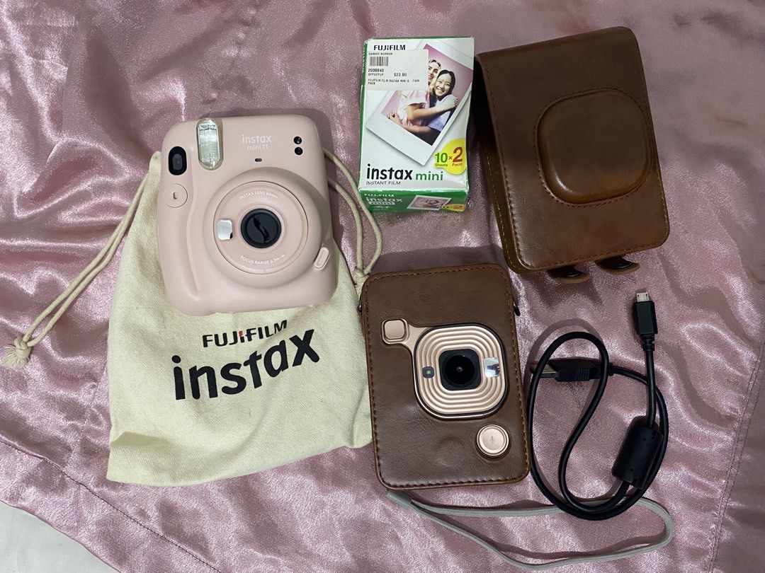 Fujifilm Instax Mini LiPlay Hybrid Instant Camera Bundle (Category: Cameras) located in Manila. Submitted by ssarskie (Listing ID 1469037561, Image 3). Description: - Item: Fujifilm Instax Mini LiPlay Hybrid Instant Camera - Color: Rose Gold - Price: ₱4090 - Bundle Inclusions: - 2x Brown leather cases - Wire charger - Fujifilm Instax Mini twin pack film box - Instax pink drawstring dust bag - Condition: Everything pictured is included - Send a DM