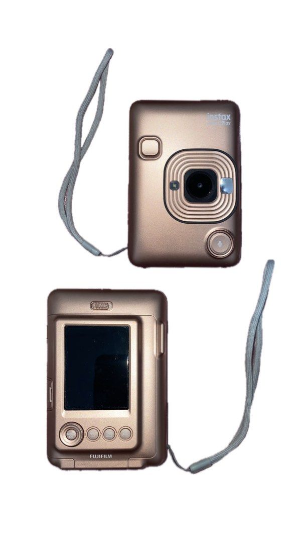 Fujifilm Instax Mini LiPlay Hybrid Instant Camera Bundle (Category: Cameras) located in Manila. Submitted by ssarskie (Listing ID 1469037561, Image 2). Description: - Item: Fujifilm Instax Mini LiPlay Hybrid Instant Camera - Color: Rose Gold - Price: ₱4090 - Bundle Inclusions: - 2x Brown leather cases - Wire charger - Fujifilm Instax Mini twin pack film box - Instax pink drawstring dust bag - Condition: Everything pictured is included - Send a DM