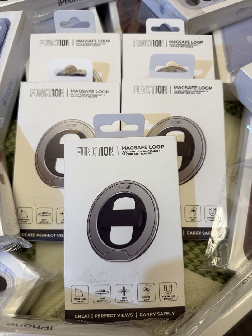 Function101 Magsafe Loop (Category: Cases & Sleeves) located in Quezon City. Submitted by law.1789 (Listing ID 1469101189, Image 3). Description: SRP - 990 Sale Price - 449 - Brand new Function101 MagSafe Loop - Multi-position ring stand and soft silicone finger loop for a secure, comfortable grip - Integrated super strong N52 magnets for secure attachment - Lightweight aluminum alloy construction with a slim design - 360-degree ring rotation and