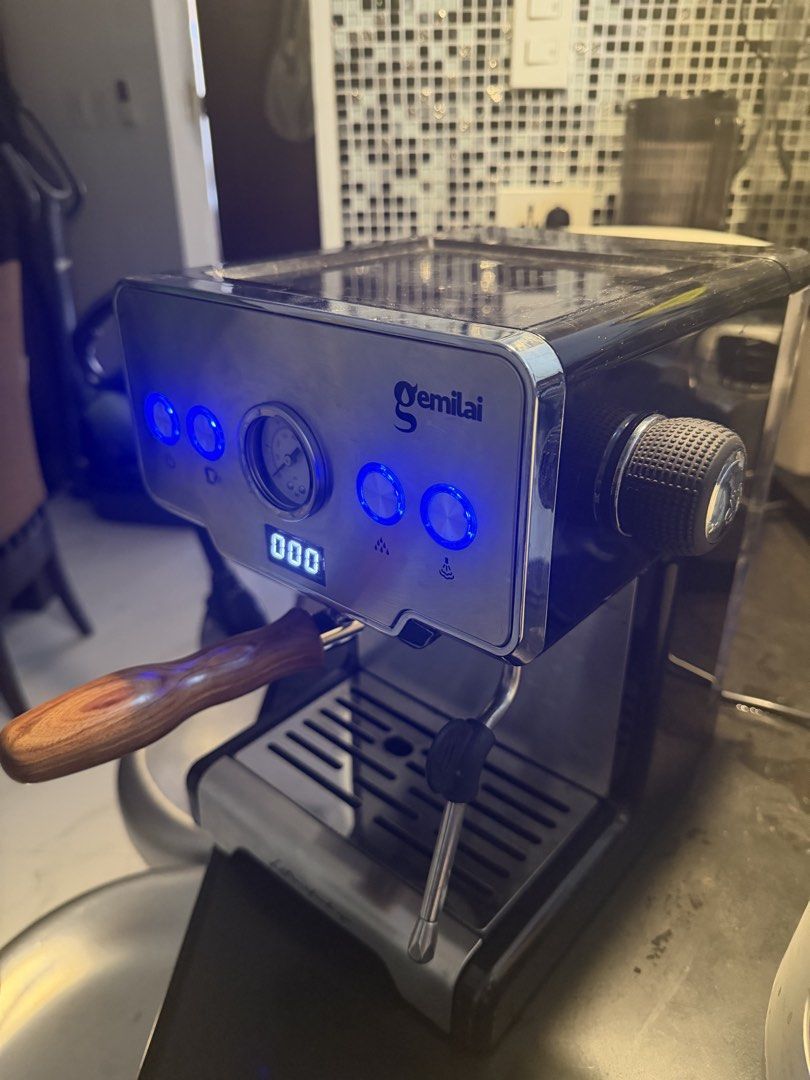 Gemilai CM3605 Espresso Machine (Category: Coffee Machines & Makers) located in Bulacan. Submitted by mysticdeer.6d7f47 (Listing ID 1468968381, Image 1). Description: Slightly Used Gemilai CM3605 Semi Automatic Espresso Machine with 58mm Bottomless Porta Filter 220V .