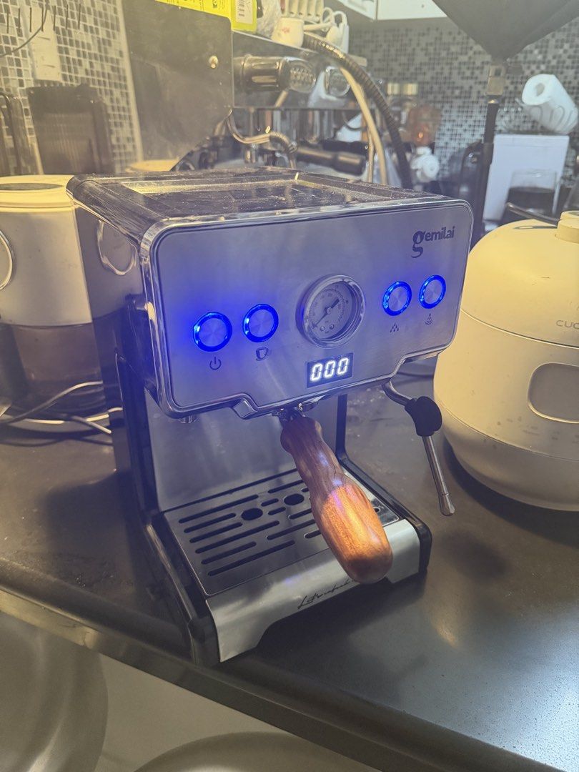 Gemilai CM3605 Espresso Machine (Category: Coffee Machines & Makers) located in Bulacan. Submitted by mysticdeer.6d7f47 (Listing ID 1468968381, Image 2). Description: Slightly Used Gemilai CM3605 Semi Automatic Espresso Machine with 58mm Bottomless Porta Filter 220V .