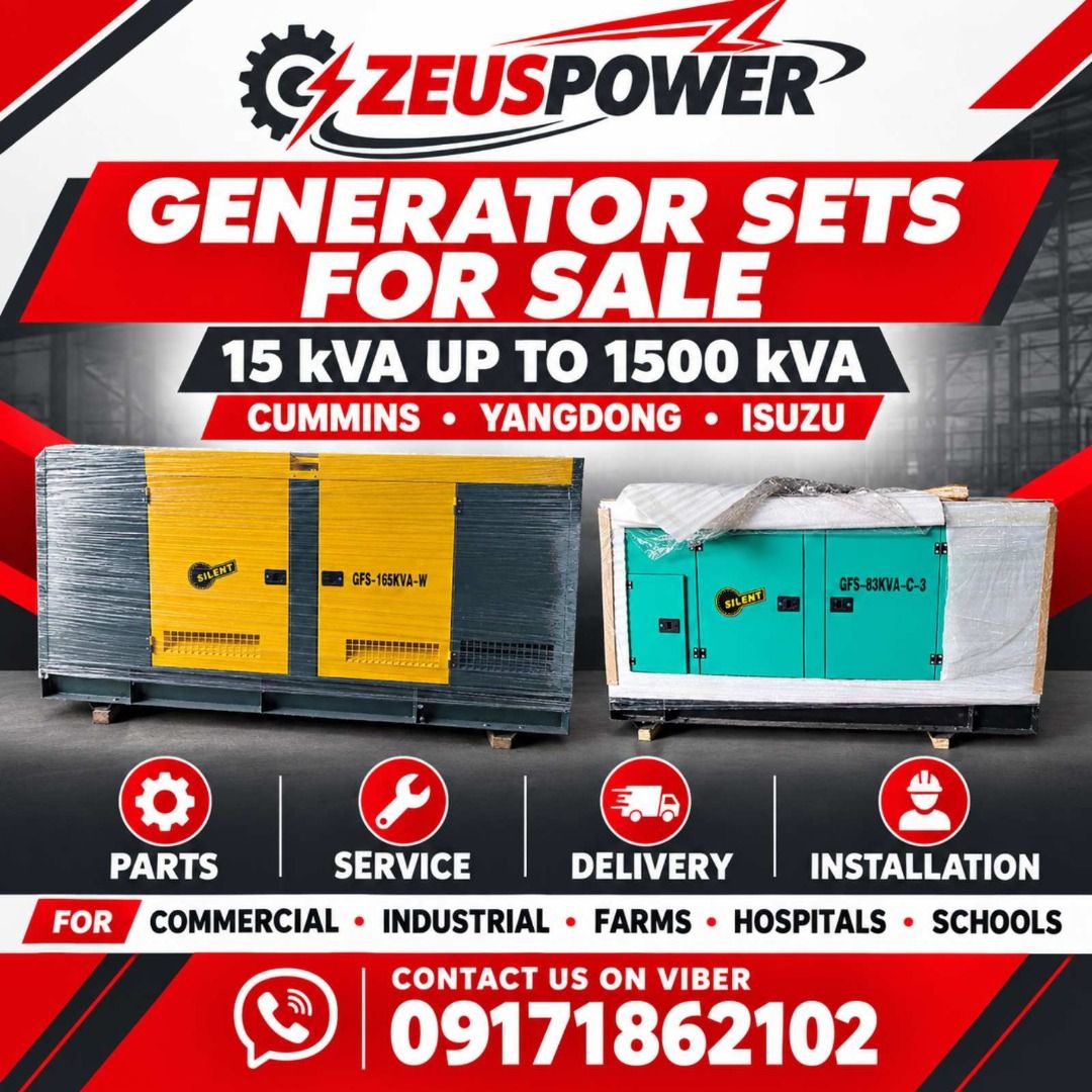 Generator Set (Category: Industrial Equipment) located in San Juan City. Submitted by macaranasc92213 (Listing ID 1469011773, Image 1). Description: Mounted tropical radiator. • Skid base with anti-vibration mounts. • Skid-based diesel tank. • Exhaust silencer and flexible pipe, batteries with cables, toolkit and operation manual • Brushless, single bearing and drop proof screen protected. • Class H insulation. • IP21-IP23 protection standard • D