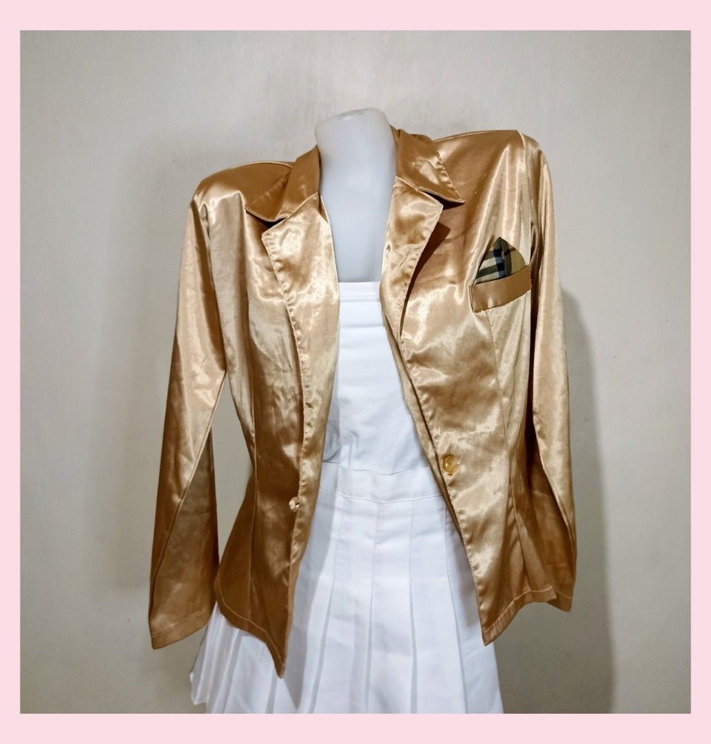 Gold Satin Coat (Category: Coats, Jackets and Outerwear) located in Manila. Submitted by goldenmountain.e4137d (Listing ID 1468179675, Image 1). Description: Never been worn, still good as new..