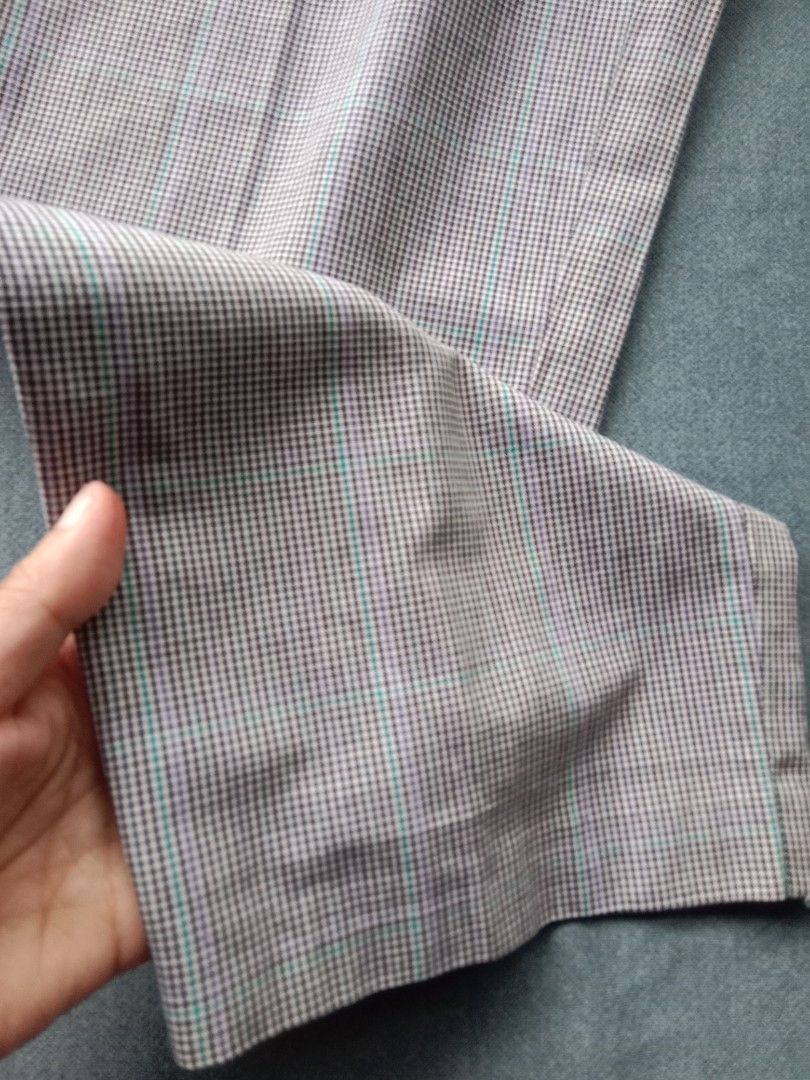 gray plaid vintage cotton trousers (Category: Other Bottoms) located in Bontoc. Submitted by irene_banganan (Listing ID 1469012468, Image 3). Description: gray plaid vintage cotton trousers waist: 25" | length: 39" fits xs-small makapal, no stretch well made no flaws, excellent condition.