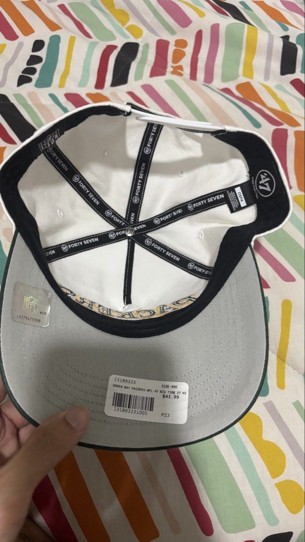 Green Bay Packers 47 Hitch Adjustable Cap Hat (Category: Caps & Hats) located in Mandaluyong City. Submitted by gaela.jericho-27123 (Listing ID 1468989523, Image 2). Description: - Authentic Green Bay Packers '47 Hitch adjustable hat - White crown with dark green contrasting brim - Bold team embroidery with '1919' and NFL detailing on the front - Brand new with original tags and sticker intact (Original retail: $41.99) - Size: OSFA (One Size Fits