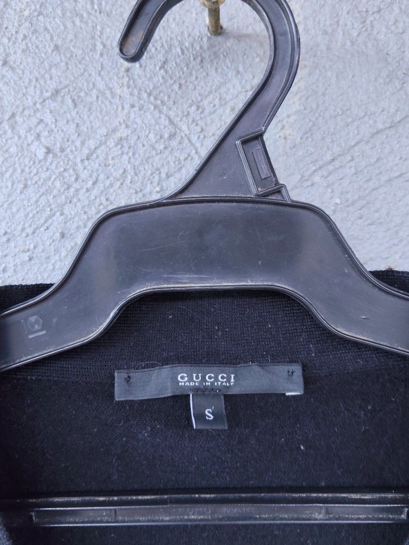 Gucci cardigans (Category: Coats, Jackets and Outerwear) located in Manila. Submitted by juanpablor51788 (Listing ID 1468935552, Image 2). Description: gucci cardigans black small to medium fitting good condition color issue missing 1 butones check pic 650 shipped cavite loc.