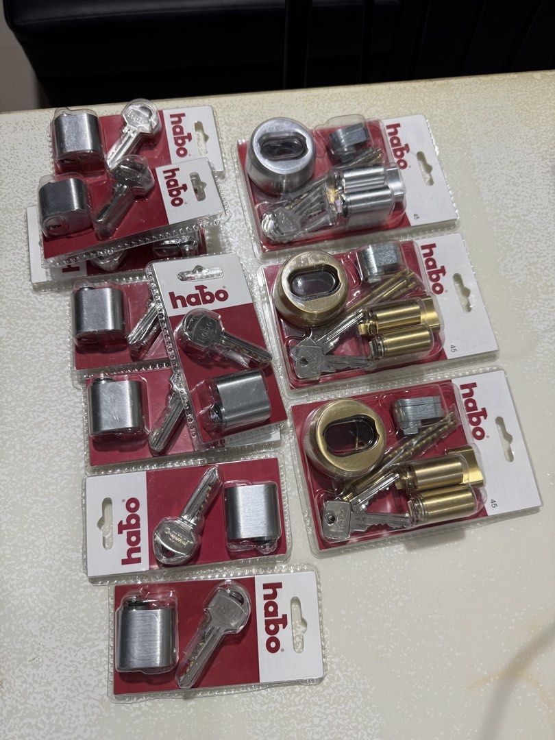 Habo Lock Cylinders and Hardware Assortment Pack (Category: Locks, Doors & Gates) located in Cavite. Submitted by marcuz1316 (Listing ID 1469053126, Image 1). Description: - Brand new, unopened Habo lock cylinders and hardware packs - Available finishes: Brass and silver - Each set includes: Keys, mounting screws, and escutcheon rings - Ideal for door lock installations and replacements - Available for individual purchase or as a whole lot - Stan