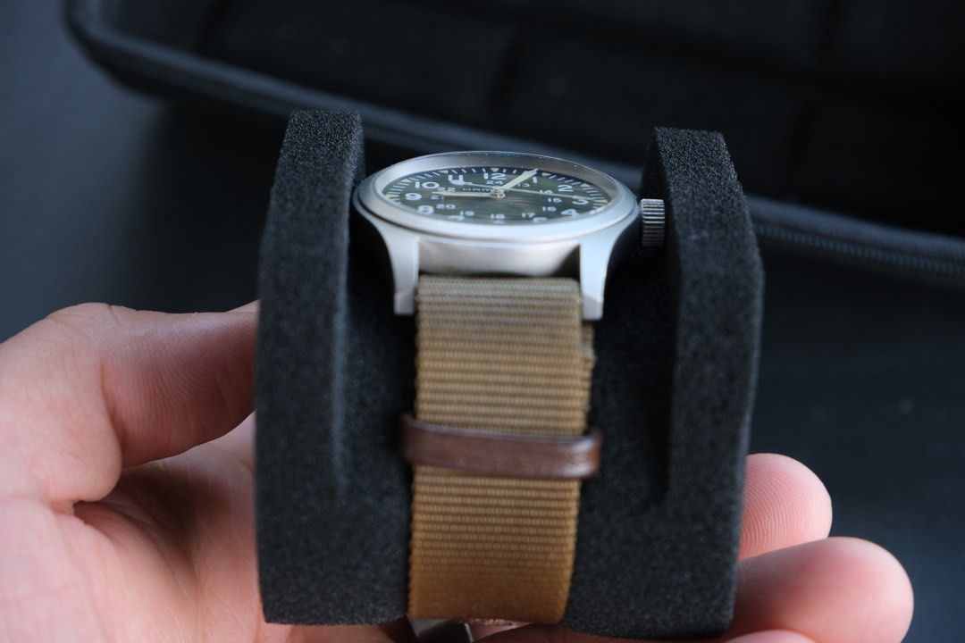 Hamilton Khaki Field Mechanical 38mm (Category: Men's Watches) located in Quezon City. Submitted by kevinstv3191 (Listing ID 1469044643, Image 3). Description: Hamilton Khaki Field Mechanical 38mm *NO TRADES / NO SWAP / NO LOW BALL OFFER* ₱25,000 - one of the ultimate everyday “tool” watches and the perfect gateway into Swiss watchmaking - Mint Condition - Complete box and papers - Very small dent at the lower right lug - Glass has small hairline