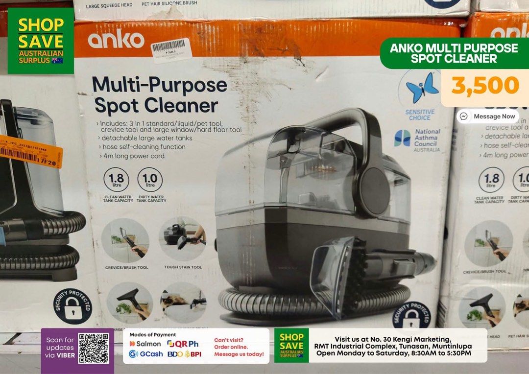 Handheld & Multi Purpose Spot Cleaner for Sofa/Bed (Category: Vacuum Cleaner & Housekeeping) located in Muntinlupa City. Submitted by aussie.surplustore (Listing ID 1468949230, Image 3). Description: Look for: JANINE -0948 098 5387 Surplus from Australia Location: Muntinlupa.