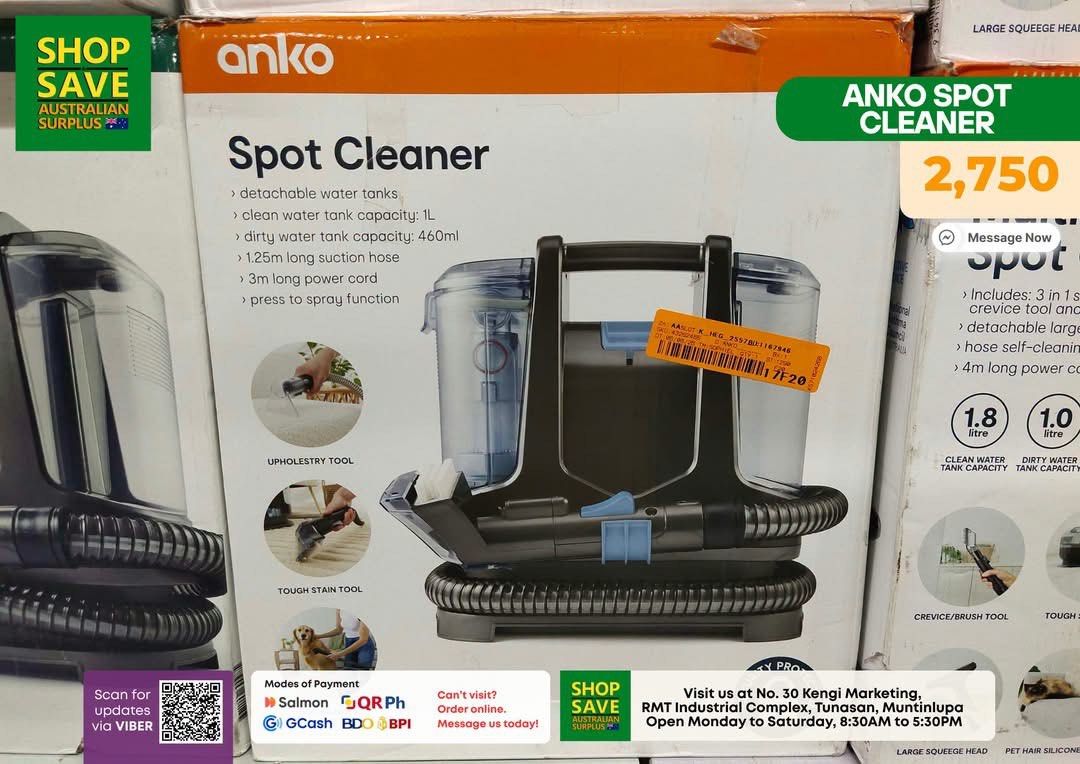 Handheld & Multi Purpose Spot Cleaner for Sofa/Bed (Category: Vacuum Cleaner & Housekeeping) located in Muntinlupa City. Submitted by aussie.surplustore (Listing ID 1468949230, Image 1). Description: Look for: JANINE -0948 098 5387 Surplus from Australia Location: Muntinlupa.
