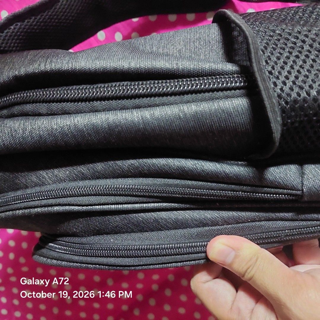 Hard Backpack (Category: Backpacks) located in Quezon City. Submitted by nicheseeker (Listing ID 1468980092, Image 3). Description: Durable, sturdy, perfect for laptops and heavy luggage Only minimal flaws are the detergent stains on zipper pull tabs Originally bought for 1.2k MOP: GCash or Maribank SF: Lalamove or Grab by buyer.