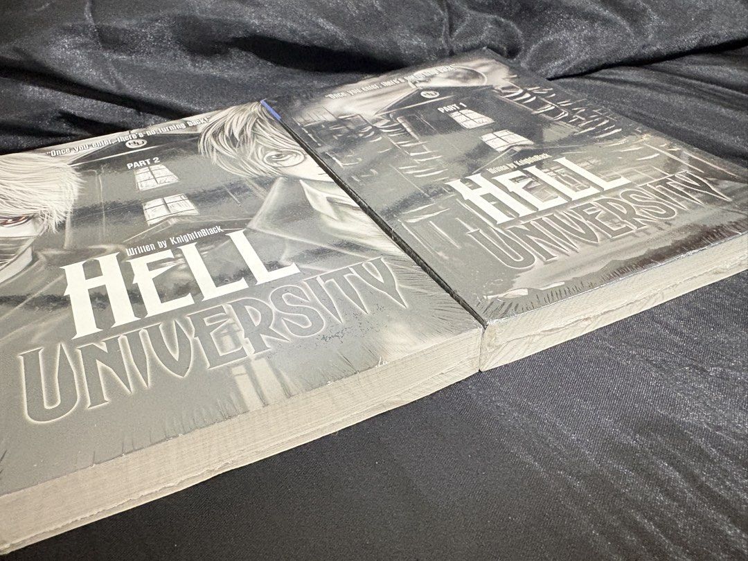Hell University and Chasing Hell Books by KnightInBlack Set (Category: Storybooks) located in Manila. Submitted by agthklre1726 (Listing ID 1469139270, Image 3). Description: - Author: KnightInBlack (PSICOM) - Set includes:Hell University Part 1, Hell University Part 2, & Chasing Hell Part 1 (Sequel) - Language: Tagalog and English - Condition: Plastic-wrapped, mint condition - Chasing Hell 130php - Hell University 1 and 2, 235php each - Take all
