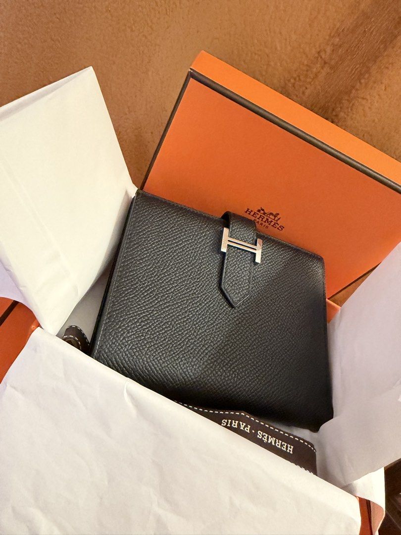 Hermes Bearn Compact Wallet Noir Black (Category: Luxury Bags & Wallets) located in Manila. Submitted by paupreloveditems88 (Listing ID 1468970888, Image 1). Description: BELOW SRP!!!! - Authentic Hermes Bearn Compact wallet - Color: Noir (Black) - Material: Durable Epsom leather - Hardware: Palladium - Features: Iconic H strap closure, multiple card slots, slip pockets, and a zippered coin compartment - Inclusion: Original Hermes orange box and 