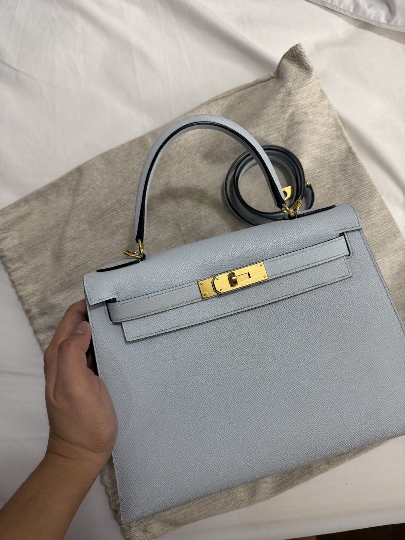 Hermes Kelly 28 Epsom (Category: Luxury Bags & Wallets) located in Cavite. Submitted by hermeslover11 (Listing ID 1469062947, Image 3). Description: - Coded - With dustbag and strap - Color: Blue Brume - With light discoloration but not too visible and well hidden. - From Korea.