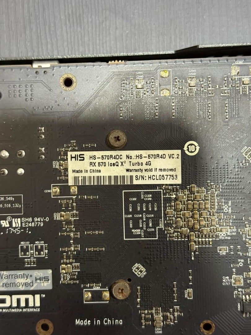HIS RX 570 4gb (Category: Computer Parts) located in Manila. Submitted by chris_liwanagan (Listing ID 1468947810, Image 3). Description: FOR SALE HIS RX 570 4GB (NO DISPLAY) 499 PHP NEGO DOTA 2 & VALORANT LANG NAGAMIT BIGLA NAG NO DISPLAY RFS: EXTRA GPU KAYO NA MAG PA REPAIR WALA NG TIME REPAIRABLE PA YAN PANDACAN MANILA.