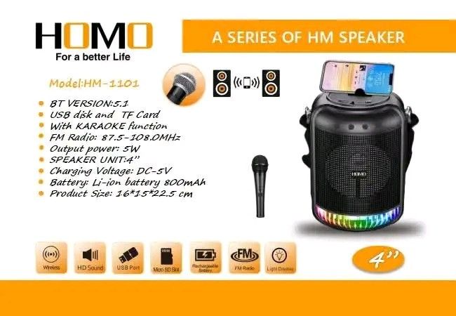 HM-1101 BLUETOOTH SPEAKER (Category: Soundbars, Speakers & Amplifiers) located in Manila. Submitted by marvieobordo (Listing ID 1468949383, Image 1). Description: HM-1101 BLUETOOTH SPEAKER free microphone rechargeable size 4 high quality.