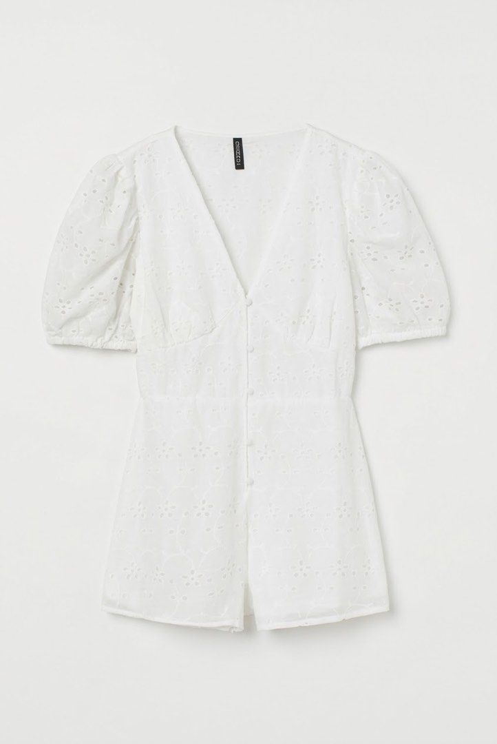 H&M Eyelet Puff Romper (Category: Rompers) located in Bocaue. Submitted by gwydeclutters (Listing ID 1469048050, Image 1). Description: ✿ Divided by H&M ✿ fits M frame ʀᴇᴍᴀʀᴋs: good as new condition, no flaws! actual when worn posted. For interested buyers, kindly send me a message for 𝗮𝗰𝘁𝘂𝗮𝗹 𝗽𝗵𝗼𝘁𝗼𝘀 to avoid photo grabbing & phishing. 𝗳𝗲𝘄 𝗿𝗲𝗺𝗶𝗻𝗱𝗲𝗿𝘀: 𐙚 payment first basis 𐙚 no cancellation of order(s) 𐙚 no return/refund 