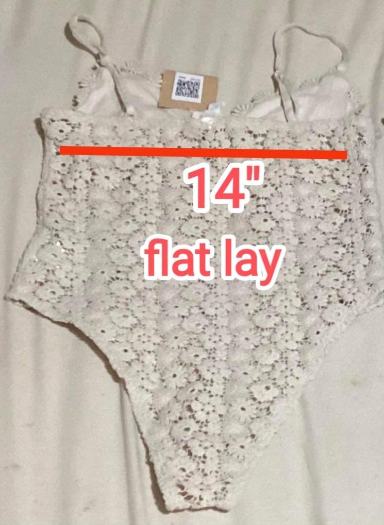 H&M Lace Bodysuit Black and White Set (Category: Undergarments & Loungewear) located in Paranaque City. Submitted by calm_youngstore7 (Listing ID 1469100522, Image 3). Description: - Brand new with tags attached - Colors available: Black and Cream - Features a delicate floral lace pattern throughout - Adjustable spaghetti straps for a custom fit - Flat lay width: 14 inches ₱1499 each.
