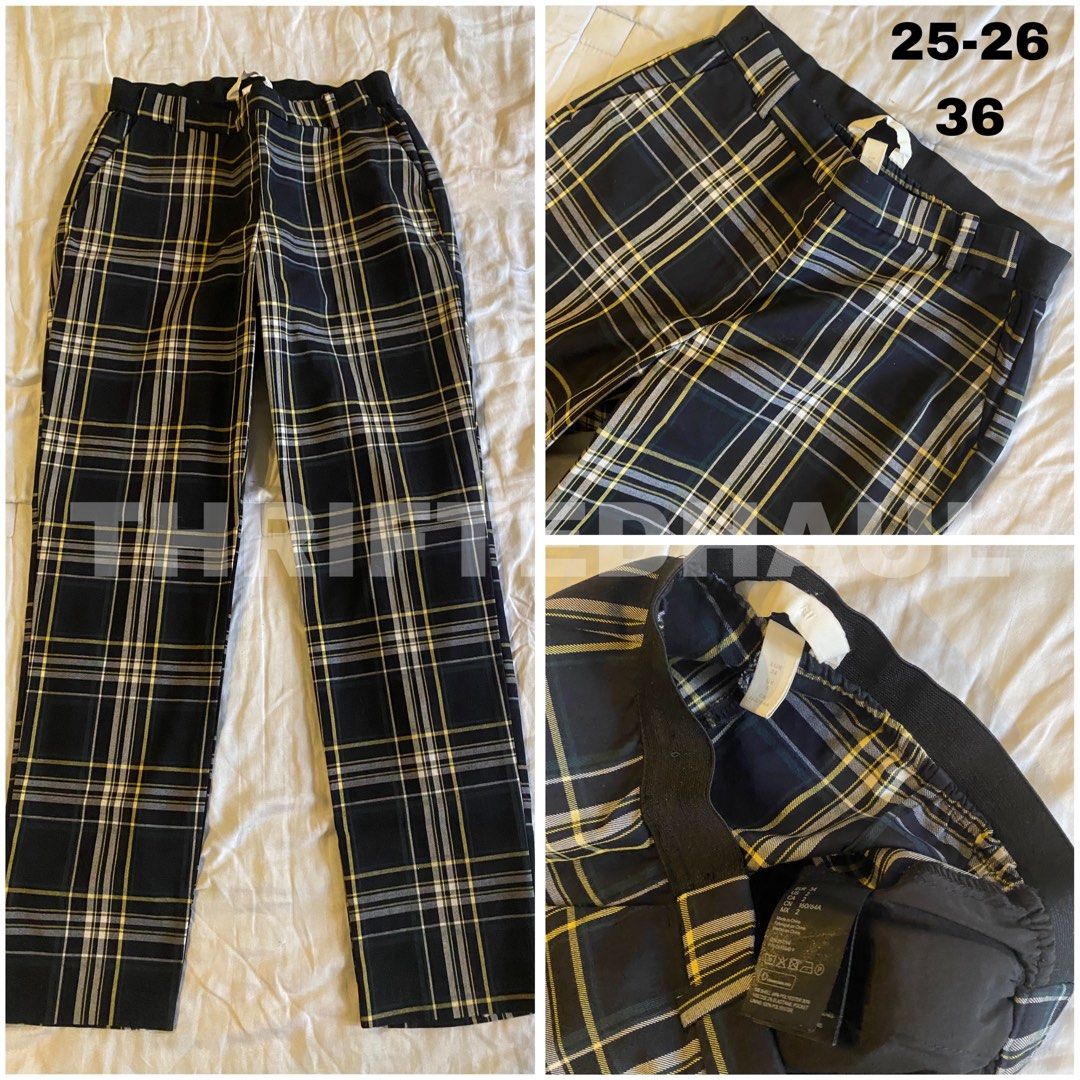 H&M Navy Blue Plaid Trouser (Category: Other Bottoms) located in Binan City. Submitted by mypreloved_haul (Listing ID 1468957274, Image 2). Description: LAST PRICE POSTED!.