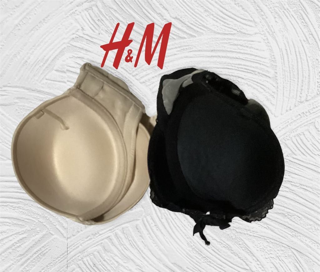 H&M Strapless Padded Bra Set Black Nude (Category: Undergarments & Loungewear) located in Paranaque City. Submitted by calm_youngstore7 (Listing ID 1469103657, Image 3). Description: - Brand: H&M - Set of 2 colours: Black (with lace wings) and Nude Beige (with patterned lace sides) - Features: Underwire support, molded w cups, and smooth finish for fitted tops - Extras: Detachable straps included in the pack - Condition: Brand new with tags attac
