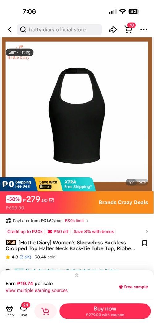 Hottie Diary Brown Ribbed Halter Neck - plus size (Category: Sleeveless) located in Pasig City. Submitted by calliemanila (Listing ID 1469048196, Image 2). Description: - Brand/Style: Hottie Diary brown ribbed halter neck cropped top - Fit: Slim-fitting, sleeveless cut with super stretchy and comfortable fabric - Sizing: 2XL. Please refer to the size chart included in the photos for exact measurements - Delivery only no meet ups Free shipping: To
