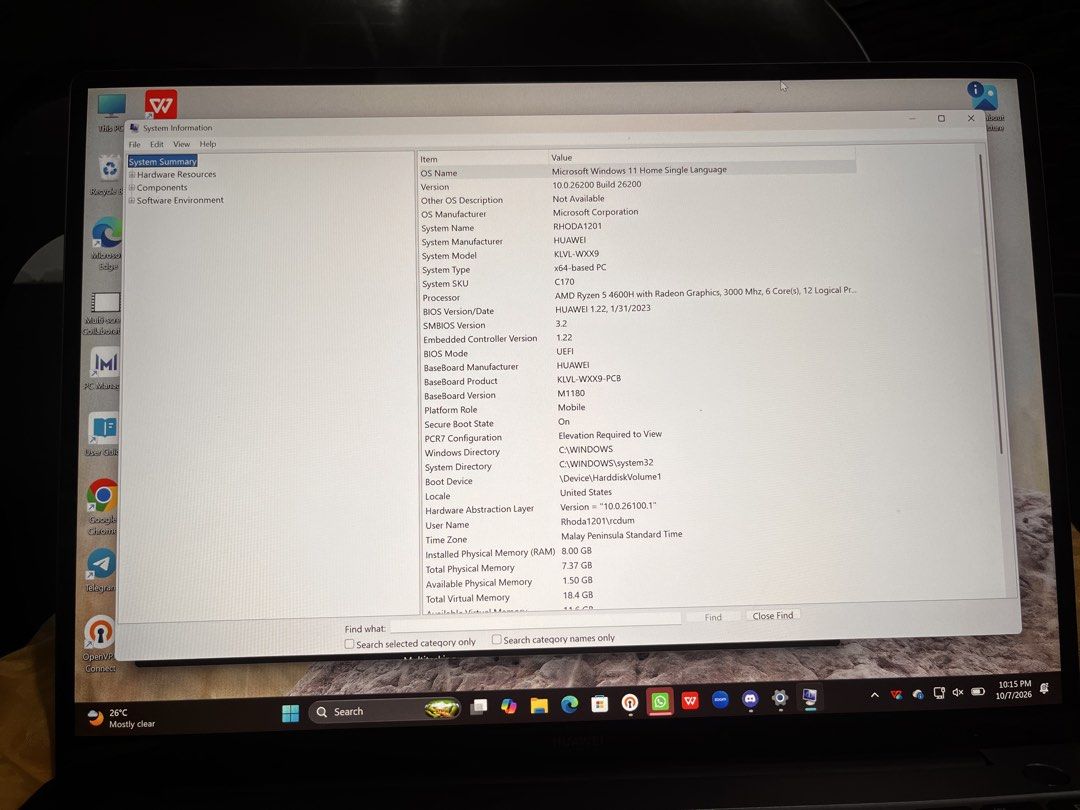 Huawei MateBook 14 | AMD Ryzen 5 (Category: Laptops & Notebooks) located in Antipolo. Submitted by henlo_yna (Listing ID 1468997867, Image 3). Description: Rush Selling: Huawei Matebook 14 (note: this is different and better than D14) Ideal for work, gaming or studying RFS: Need funds asap Inclusion: Unit and Charger only Meet up within Antipolo, Megamall, Marikina only Specs (see pic for full spec): * Processor: AMD Ryzen 5 4600H with Radeon Gra