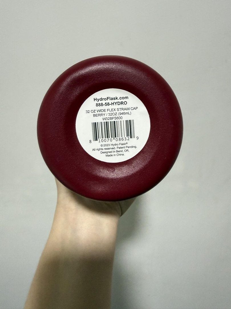Hydro Flask 32oz Wide Mouth - Berry (Category: Water Bottles & Tumblers) located in Paranaque City. Submitted by decluttering2026_eyey (Listing ID 1468987177, Image 3). Description: - Authentic Red Hydro Flask with classic white logo. Can provide proof of purchase from 🧡 - Comes with original black flex cap - Excellent insulation keeps drinks hot or cold for hours - Has a noticeable cosmetic dent from a previous drop (refer to 2nd photo) but no 